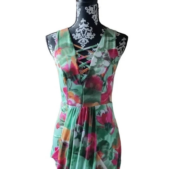 Venus,Sexy Multi-Floral Print,Strappy Chest,Draped Bodice,Excellent ConditionM - Picture 3 of 12